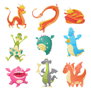 Dragon cartoon vector cute dragonfly dino character baby dinosaur for kids fairytale dino illustration isolated on white background.
