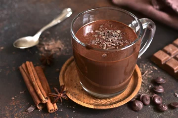 Foto op Canvas Delicious homemade hot chocolate with cinnamon. © lilechka75