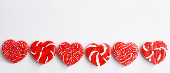 close up of heart lollipop isolated on white background