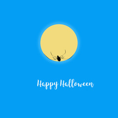 Happy Halloween. Spider climbing on the moon.