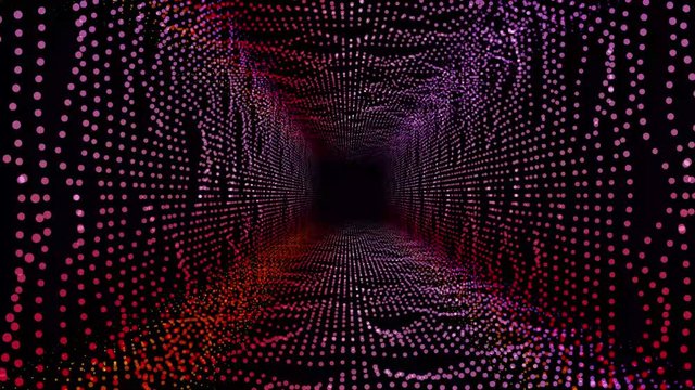 Travel in futuristic sci-fi tunnel or box. Fantasy concept. Motion graphics background.
