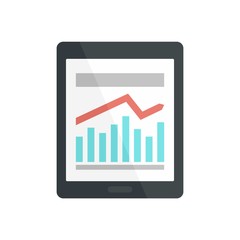 Management graph on tablet icon. Flat illustration of management graph on tablet vector icon for web design