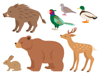 狩猟鳥獣の全身イラストセット