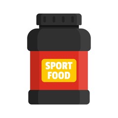Sport food jar icon. Flat illustration of sport food jar vector icon for web design