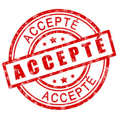 Accepté. Tampon rouge grunge accepté. Icône illustration.