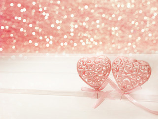 valentine's day love holiday concept hearts on abstract blurred background