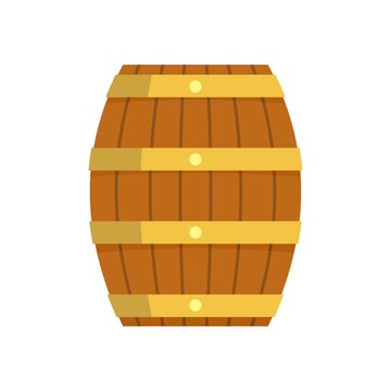 Wood barrel icon. Flat illustration of wood barrel vector icon for web design