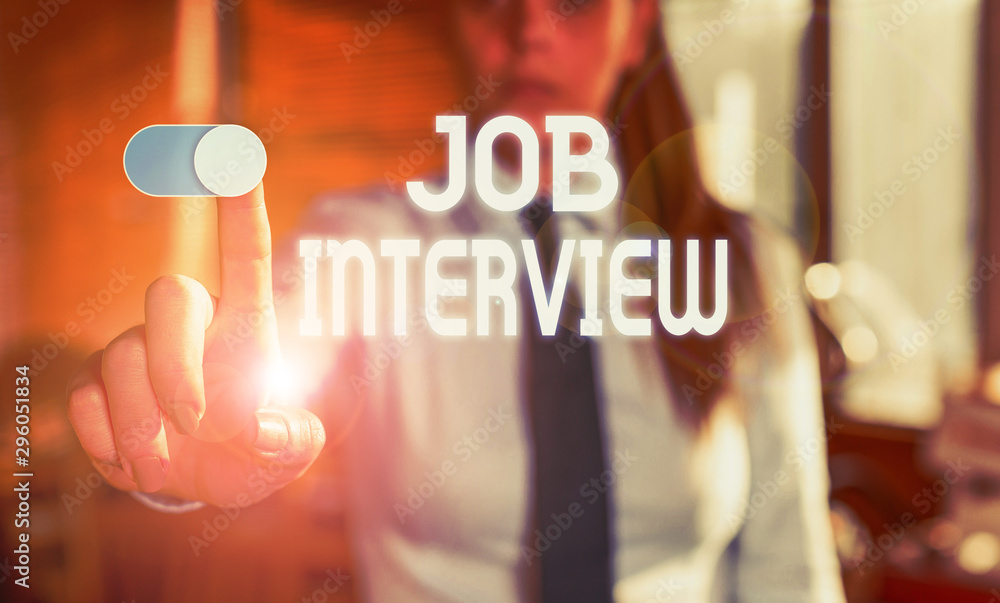 Poster text sign showing job interview. business photo showcasing assessment questions answers hiring emplo