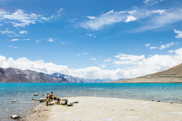 Fototapeta na wymiar Landscape amazing view of Pagong lake, Leh Ladakh, India.