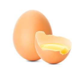 Fresh brown chicken eggs. Realistic vector illustration isolated on white background.  Ready for your design. EPS10.