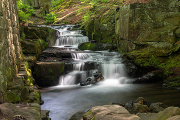 Lumsdale Waterfalls in Derbyshire Dales. 