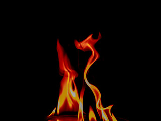 Fire flames on black background