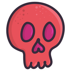 Vintage red skull doodle icon for concept design. Vector art illustration. Hand drawing retro style.