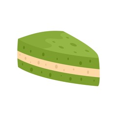 Green matcha cake icon. Flat illustration of green matcha cake vector icon for web design