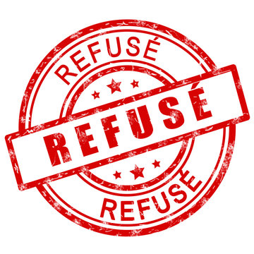 Refus&eacute;. Tampon rouge grunge refus&eacute;. Ic&ocirc;ne illustration.