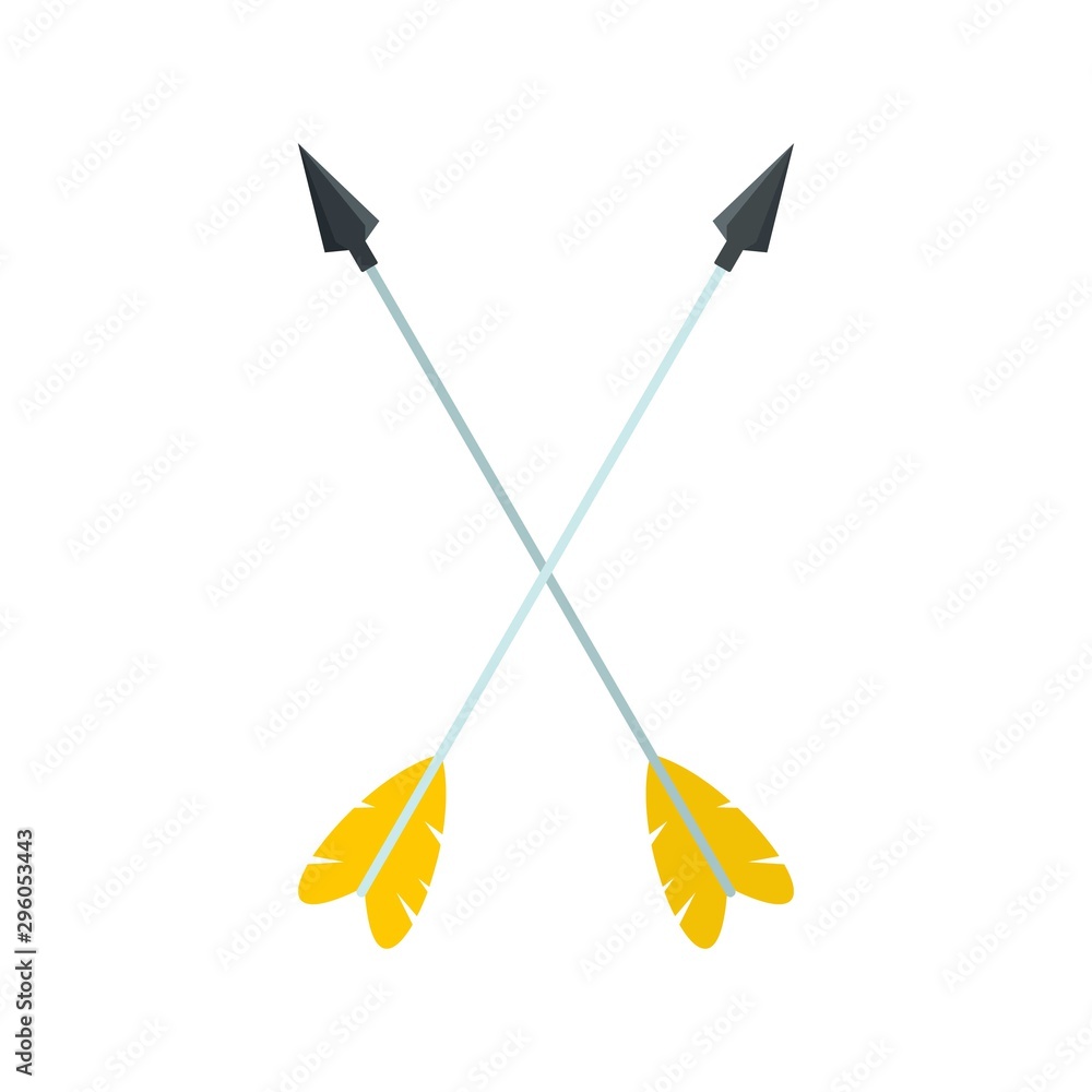 Poster crossed arrows icon. flat illustration of crossed arrows vector icon for web design