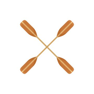 Crossed kayak paddle icon. Flat illustration of crossed kayak paddle vector icon for web design