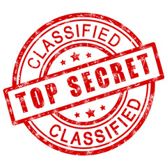 Top secret classified stamp. Red grunge icon stamp illustration.