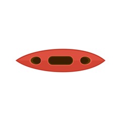 Top view canoe boat icon. Flat illustration of top view canoe boat vector icon for web design