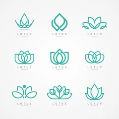 Foto op Canvas Linear lotus icon. Lotus logo vector template set design © Dhuhayu