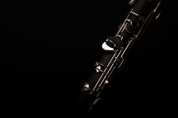 Music Instrument Clarinet on Black background
