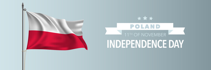 Poland happy independence day greeting card, banner vector illustration