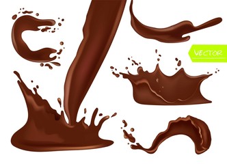 Vector set of chocolate splashes.