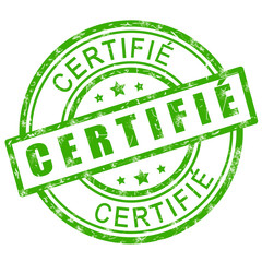 Tampon certifié. Tampon vert certifié icône illustration.