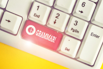 Word writing text Grammar. Business photo showcasing whole system structure language syntax and...