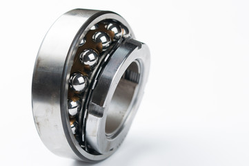 Ball bearing isolated on white background.Copy space