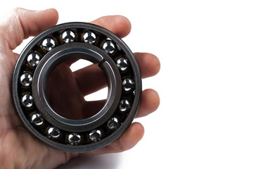 Ball bearing isolated on white background.Copy space