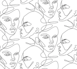 Wall murals One line One line seamless pattern. Continuous line drawing background.