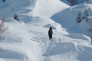 Naklejka premium Hikers in the snow