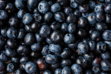 Fresh blueberries - texture. Close up. Top view