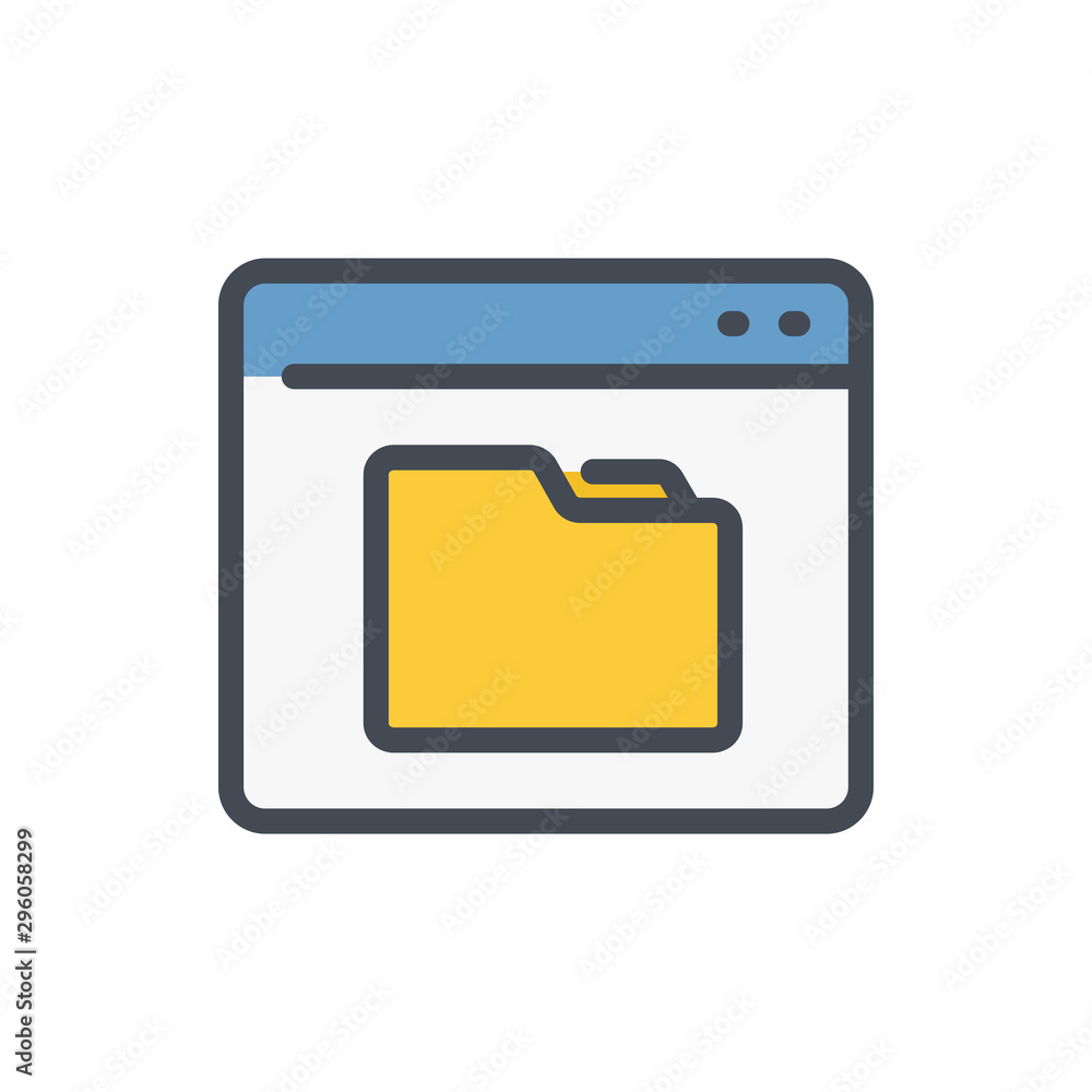 Poster online folder storage color line icon. website with folder files archive vector outline colorful sig