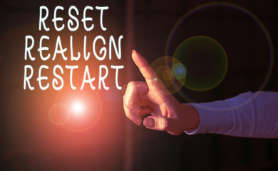 Handwriting text Reset Realign Restart. Conceptual photo Life audit will help you put things in...