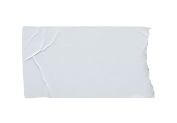 Torn paper sticker label isolated on white background