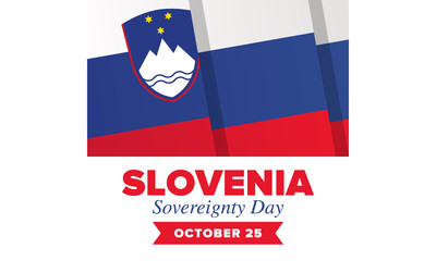 Sovereignty Day in Slovenia. National happy holiday, celebrated annual in October 25. Slovenia flag. Patriotic elements. Poster, card, banner and background. Vector illustration