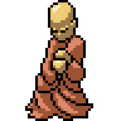 vector pixel art gold monk