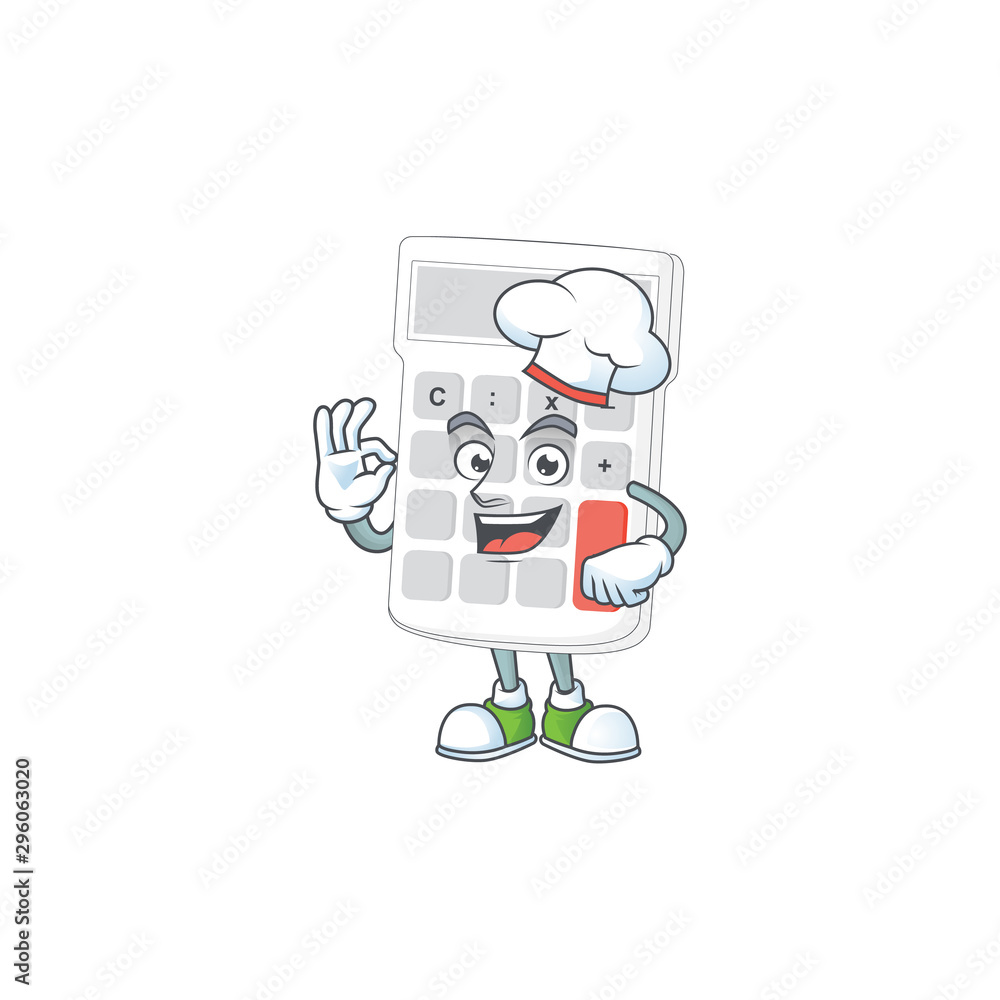 Sticker Chef cartoon calculator white for calculate tool.