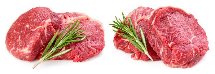 Fresh raw beef steak isolated on white background
