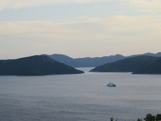 Sea panorama mediterranean islands on horizon sea strait