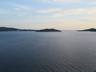 Sea panorama mediterranean islands on horizon