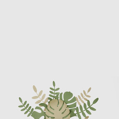 Monstera leaves with copy space background
