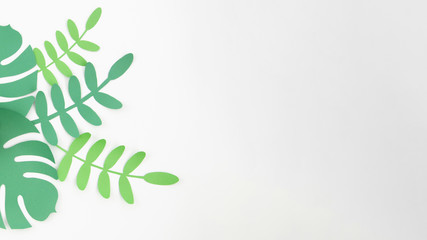 Artificial foliage from paper style with copy space
