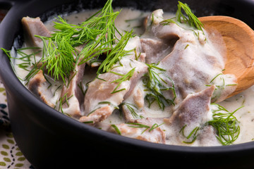 turkish traditional tripe soup; iskembe corbasi and offal soup