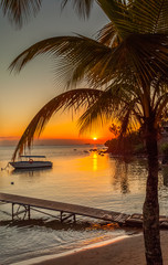 sunset on beach, Mauritius 