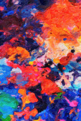Fototapeta na wymiar Painting canvas background - colorful Impasto Painting. Modern Impressionism. Impasto artwork.