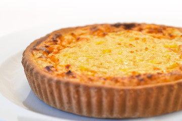 Homemade rice cake isolated against white background