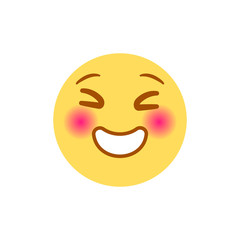 Vector illustration, yellow laughing emoji. High quality, isolated, round shaped.